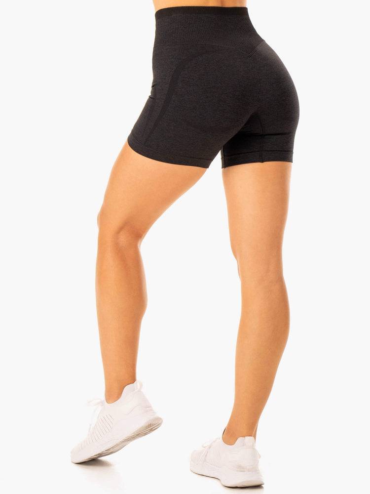 Black Marl Ryderwear Women Shorts Excel Seamless High Waisted Women's Shorts | AU2180NB