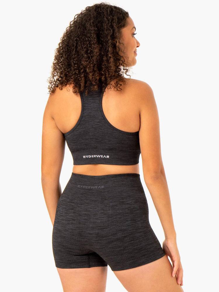 Black Marl Ryderwear Women Sports Bra Rib Seamless Women's Sports Bra | AU2368PQ