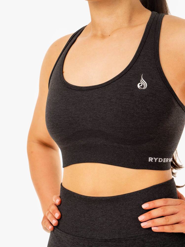 Black Marl Ryderwear Women Sports Bra Sculpt Seamless Racer Back Women's Sports Bra | AU2295PQ