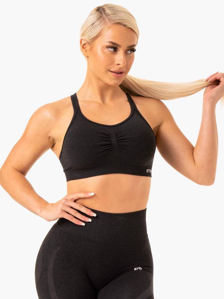 Black Marl Ryderwear Women Sports Bra Sculpt Seamless Women's Sports Bra | AU2472PQ