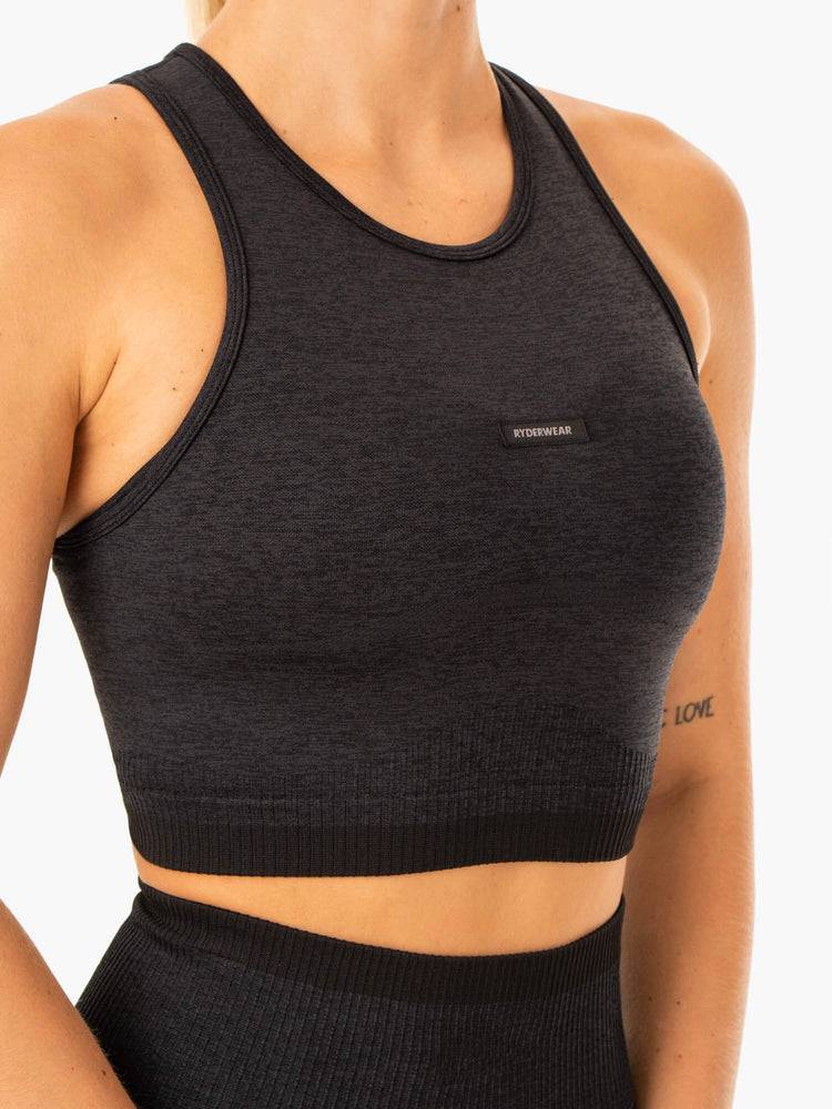 Black Marl Ryderwear Women Tanks Excel Seamless Women's Tanks | AU2961YU