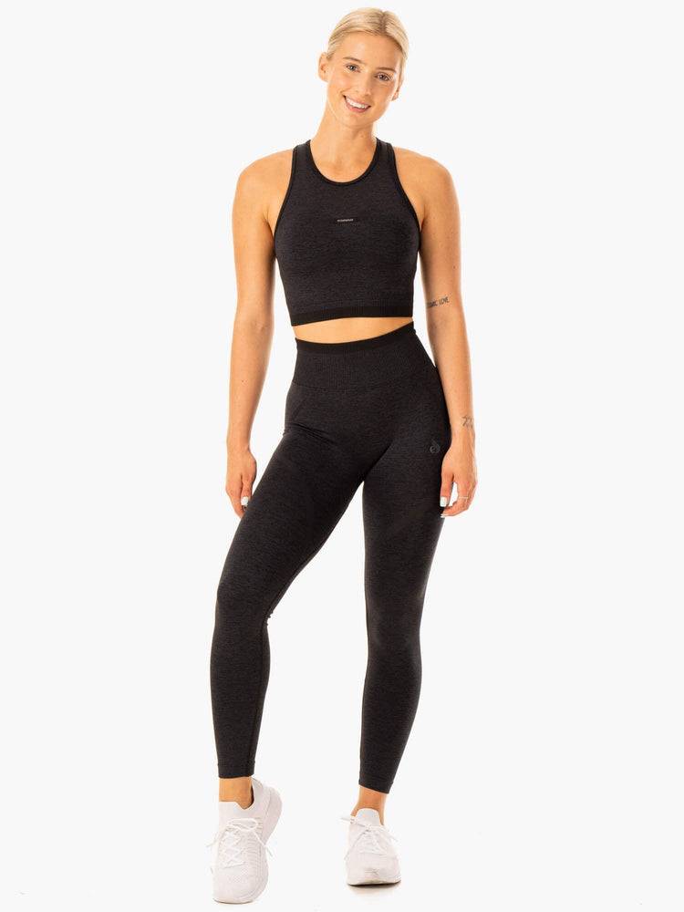 Black Marl Ryderwear Women Tanks Excel Seamless Women's Tanks | AU2961YU