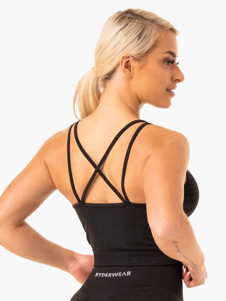 Black Marl Ryderwear Women Tanks Sculpt Seamless Women's Tanks | AU3023GL