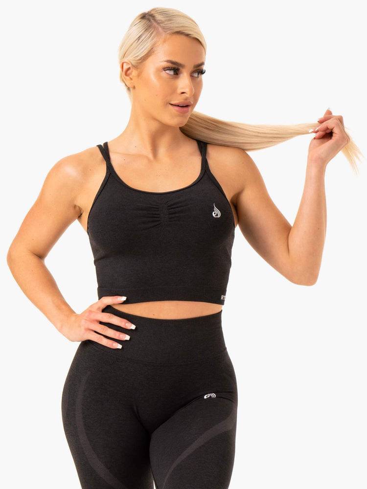 Black Marl Ryderwear Women Tanks Sculpt Seamless Women's Tanks | AU3023GL