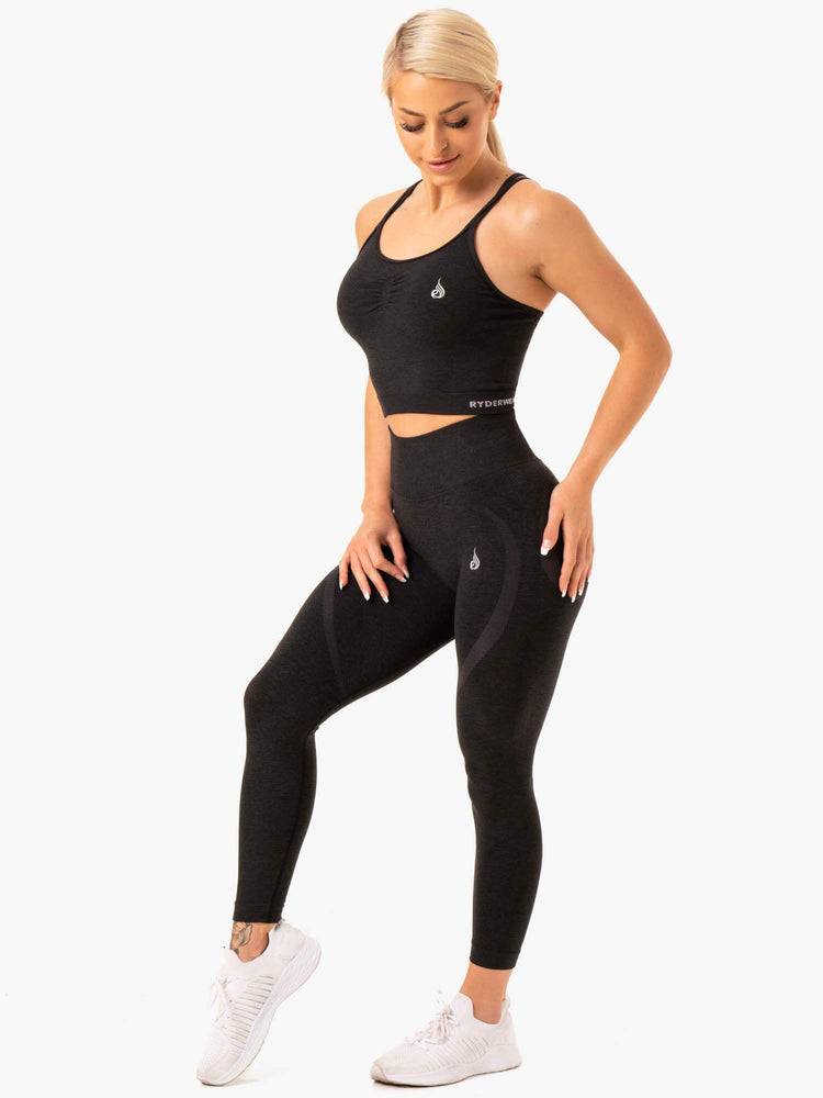 Black Marl Ryderwear Women Tanks Sculpt Seamless Women's Tanks | AU3023GL