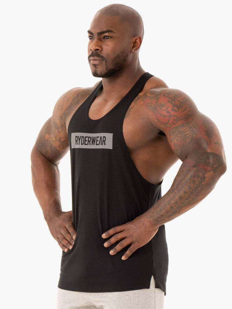 Black Ryderwear Men Gym Stringers Base Stringer T-Back Men's Gym Stringers | AU1501CE