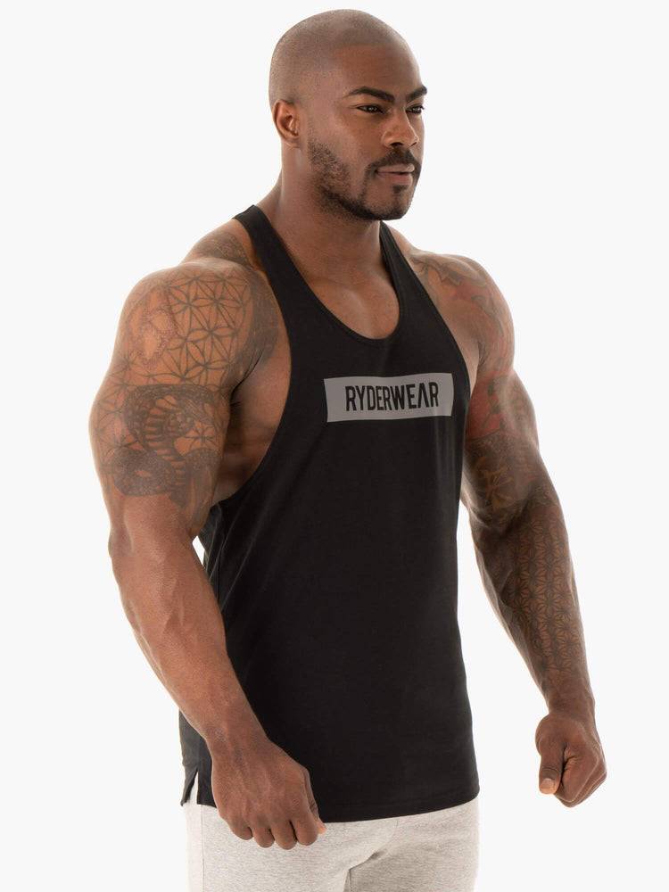 Black Ryderwear Men Gym Stringers Base Stringer T-Back Men's Gym Stringers | AU1501CE