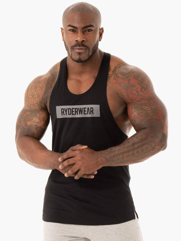 Black Ryderwear Men Gym Stringers Base Stringer T-Back Men\'s Gym Stringers | AU1501CE