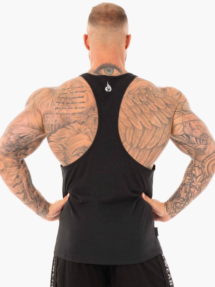 Black Ryderwear Men Gym Stringers Flex T-Back Stringer Men's Gym Stringers | AU1517SO