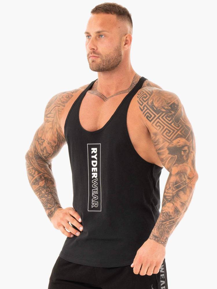 Black Ryderwear Men Gym Stringers Flex T-Back Stringer Men's Gym Stringers | AU1517SO