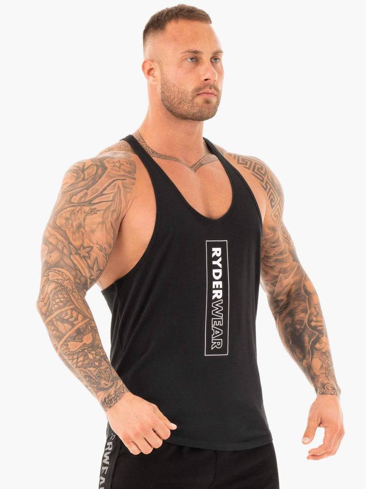 Black Ryderwear Men Gym Stringers Flex T-Back Stringer Men's Gym Stringers | AU1517SO