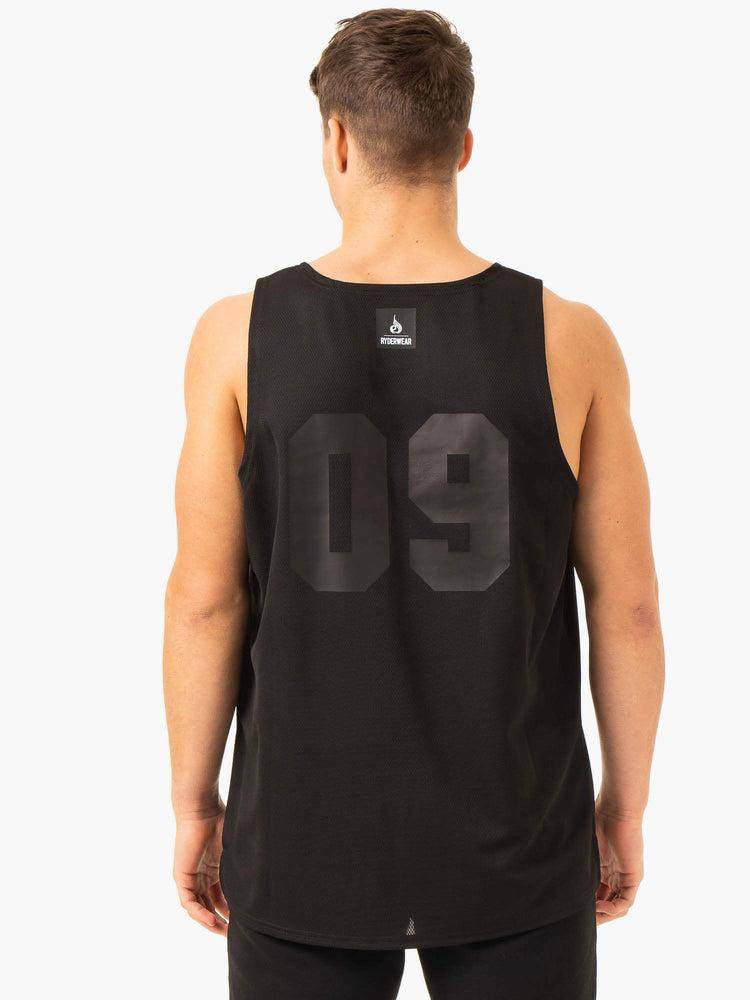 Black Ryderwear Men Gym Stringers Heritage Jersey Men's Gym Stringers | AU1518DN