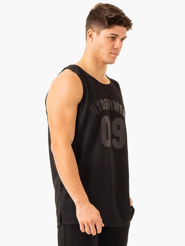 Black Ryderwear Men Gym Stringers Heritage Jersey Men's Gym Stringers | AU1518DN