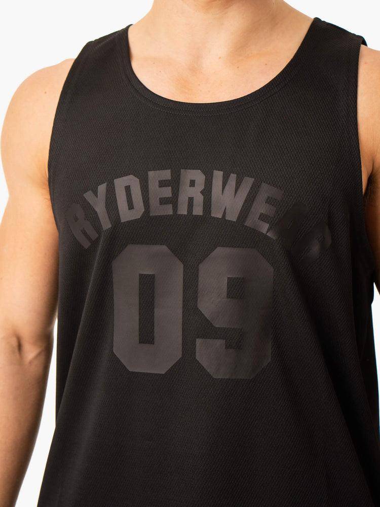 Black Ryderwear Men Gym Stringers Heritage Jersey Men's Gym Stringers | AU1518DN