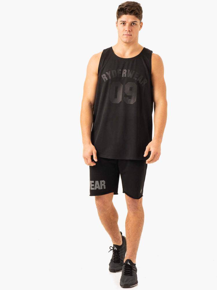 Black Ryderwear Men Gym Stringers Heritage Jersey Men's Gym Stringers | AU1518DN