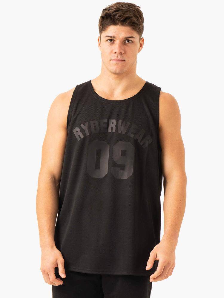 Black Ryderwear Men Gym Stringers Heritage Jersey Men\'s Gym Stringers | AU1518DN