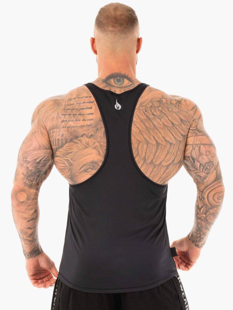 Black Ryderwear Men Gym Stringers Lift T-Back Stringer Men's Gym Stringers | AU1523KI