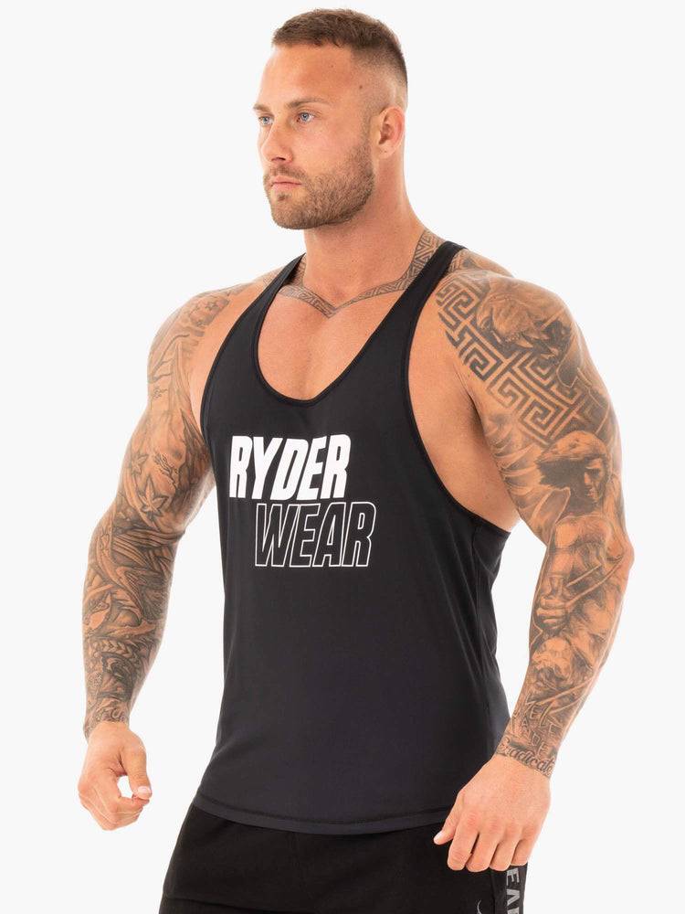 Black Ryderwear Men Gym Stringers Lift T-Back Stringer Men's Gym Stringers | AU1523KI