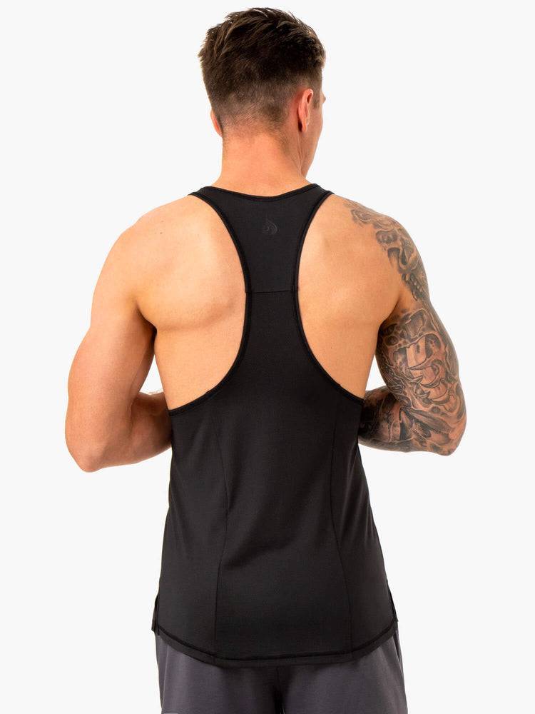 Black Ryderwear Men Gym Stringers Optimal Mesh T-Back Men's Gym Stringers | AU1529BC