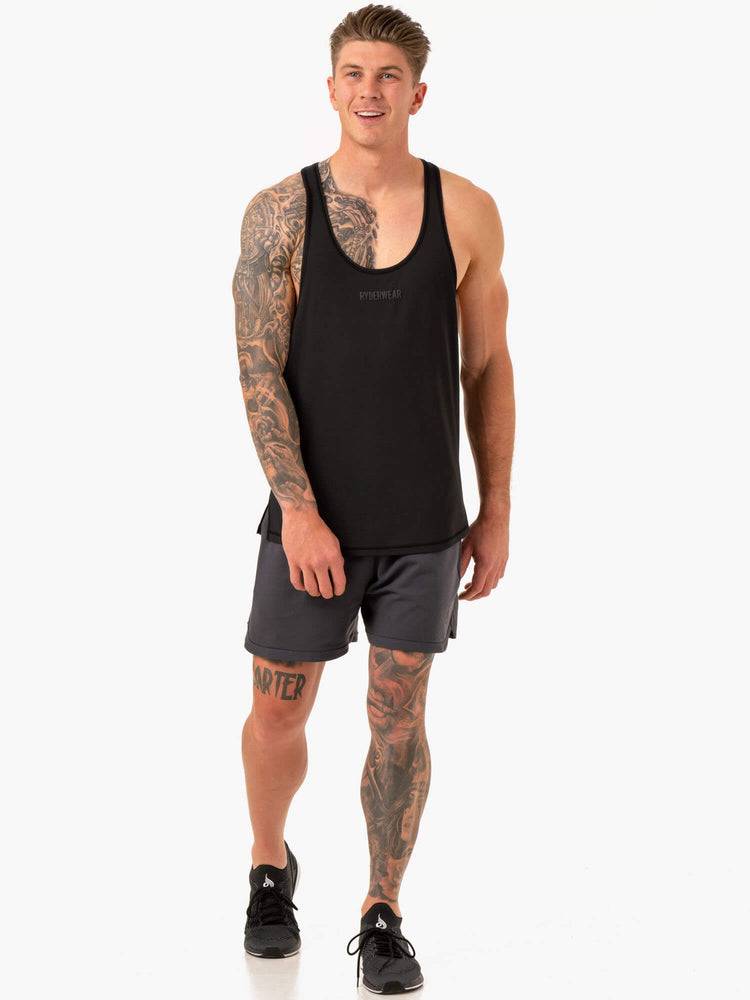 Black Ryderwear Men Gym Stringers Optimal Mesh T-Back Men's Gym Stringers | AU1529BC