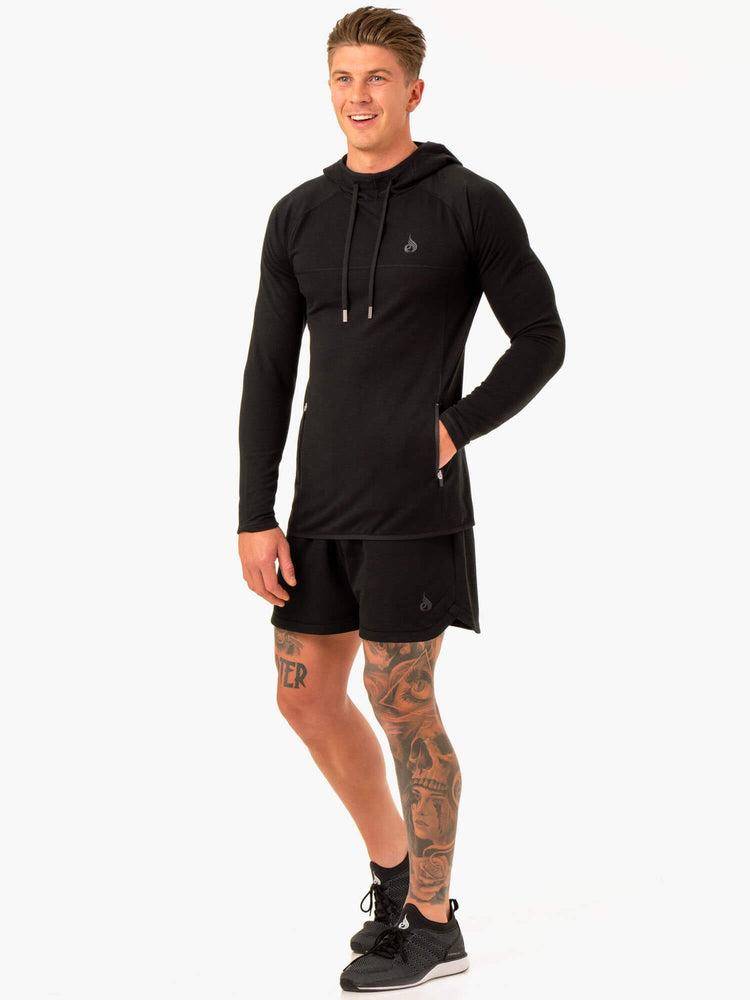 Black Ryderwear Men Hoodie Optimal Pullover Men's Hoodie | AU1466DN