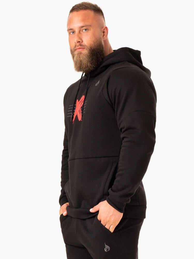 Black Ryderwear Men Hoodie RWXKG Fleece Men's Hoodie | AU1488OR