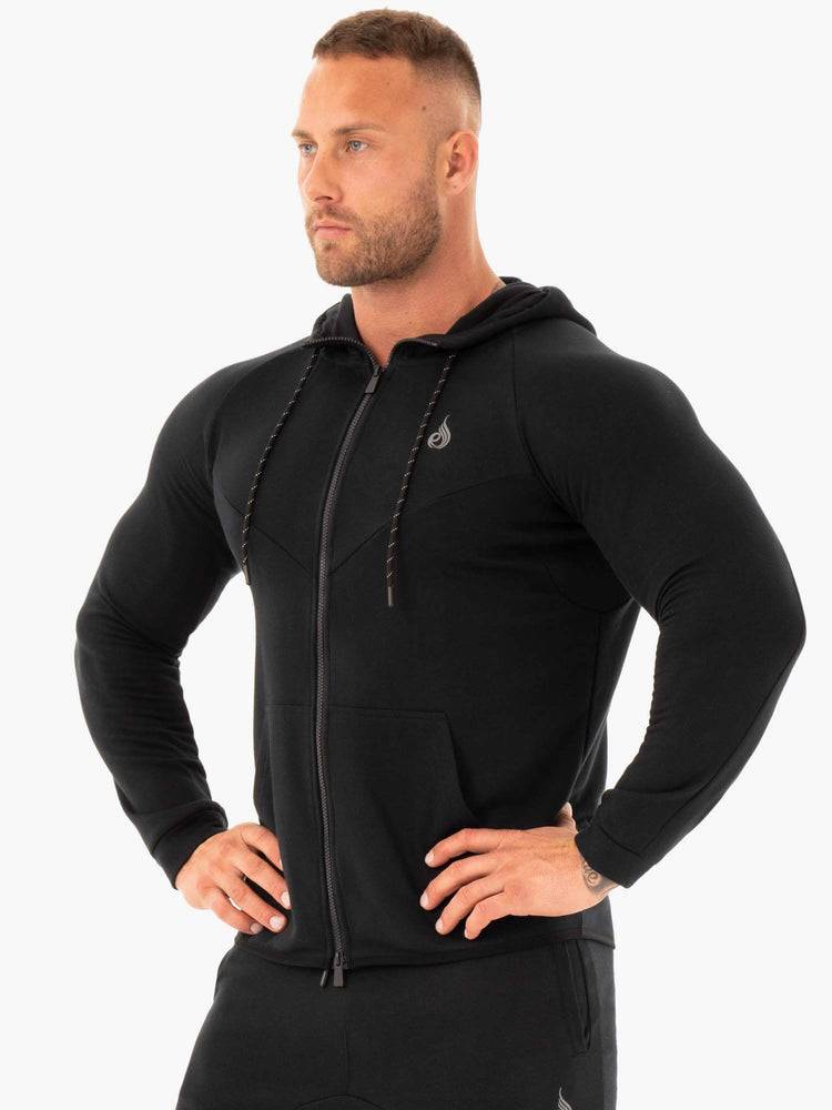 Black Ryderwear Men Jackets Athletic Zip Up Hoodie Men's Jackets | AU1425BC