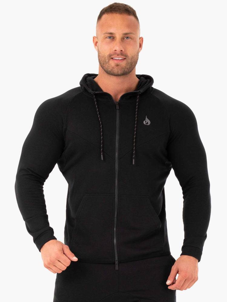 Black Ryderwear Men Jackets Athletic Zip Up Hoodie Men\'s Jackets | AU1425BC