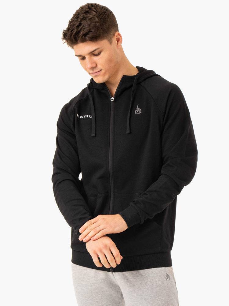 Black Ryderwear Men Jackets Pursuit Zip Up Hoodie Men's Jackets | AU1441FM