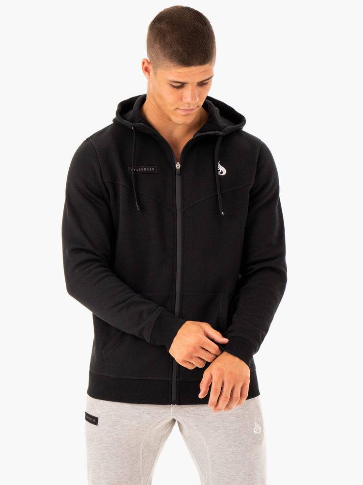 Black Ryderwear Men Jackets Recharge Zip Up Hoodie Men's Jackets | AU1447ZG