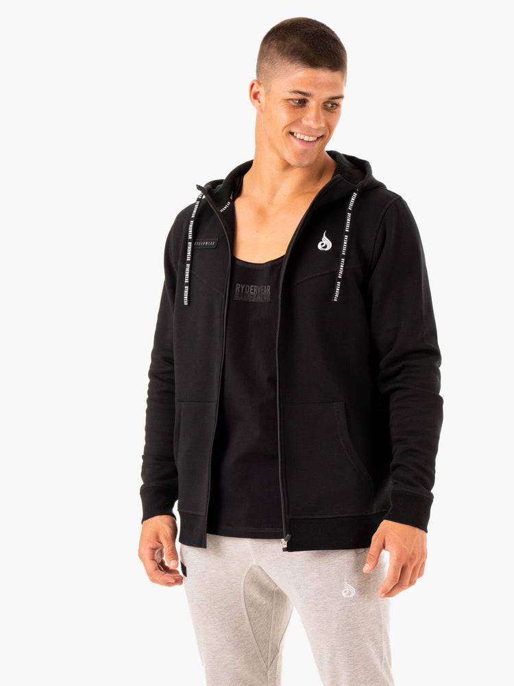 Black Ryderwear Men Jackets Recharge Zip Up Hoodie Men's Jackets | AU1447ZG