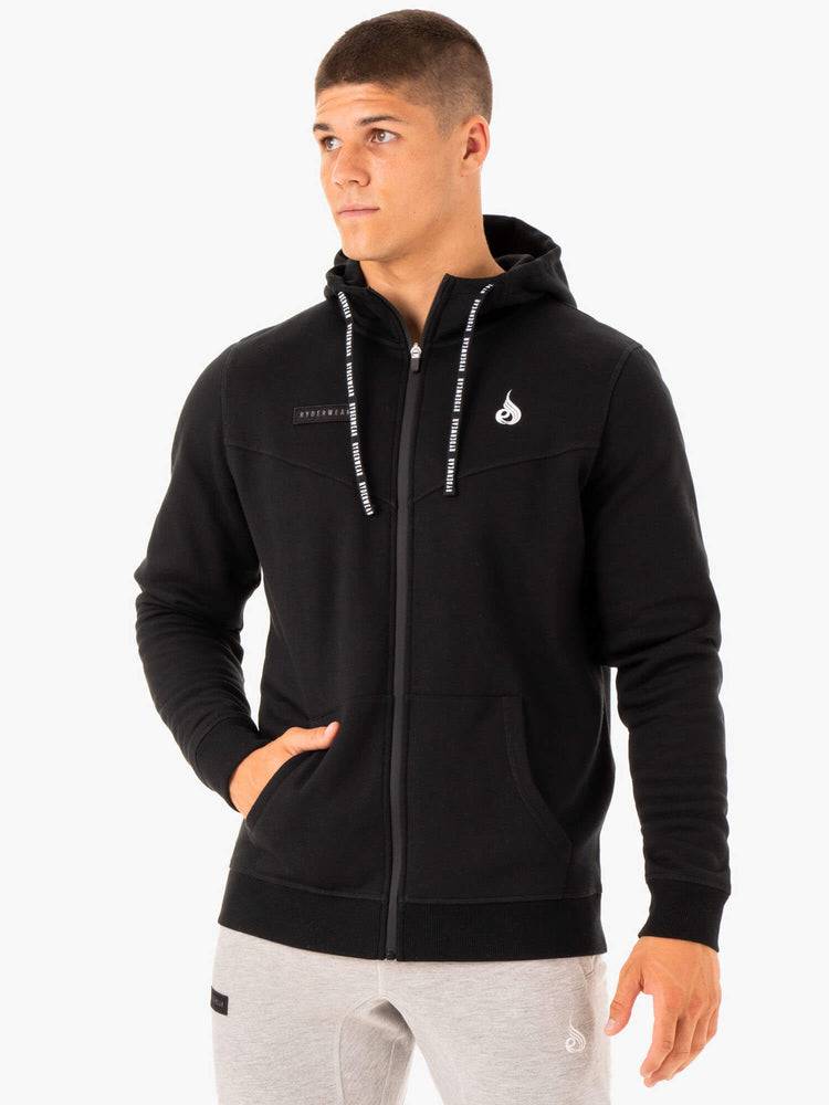 Black Ryderwear Men Jackets Recharge Zip Up Hoodie Men\'s Jackets | AU1447ZG