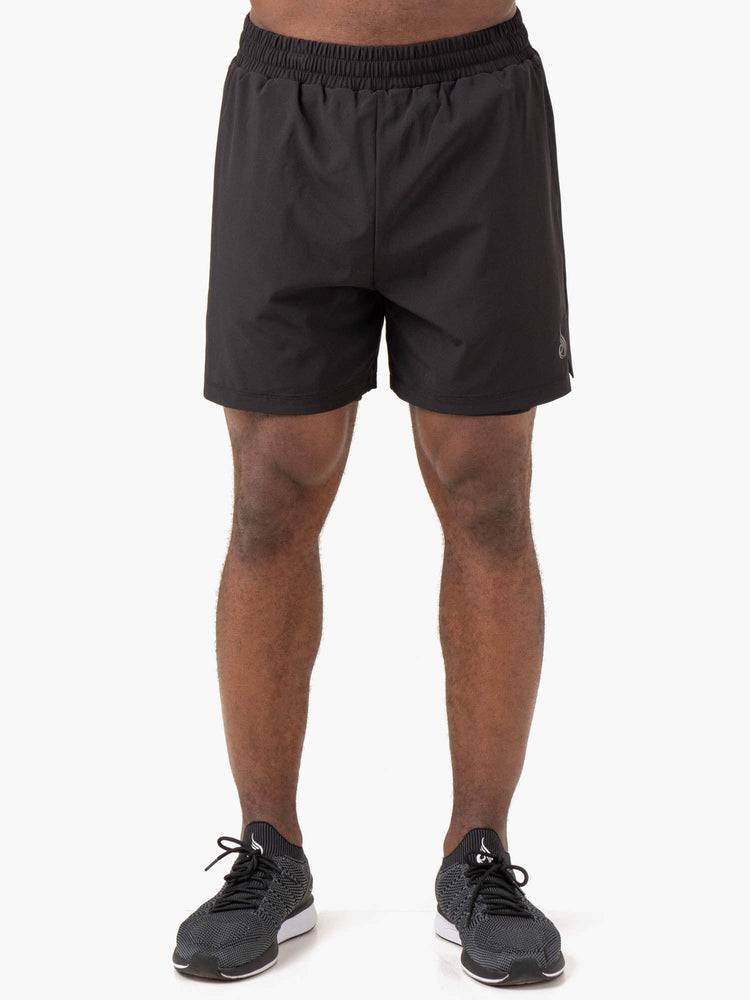 Black Ryderwear Men Shorts Pursuit 2 In 1 Training Men's Shorts | AU1396XF