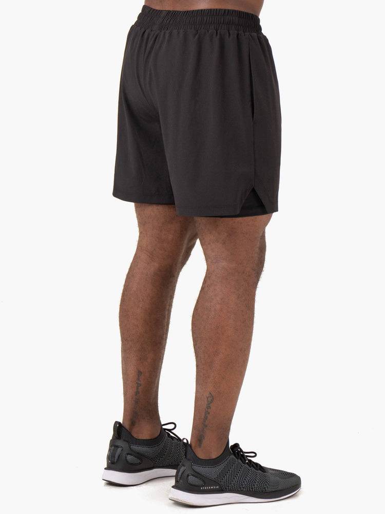 Black Ryderwear Men Shorts Pursuit 2 In 1 Training Men's Shorts | AU1396XF