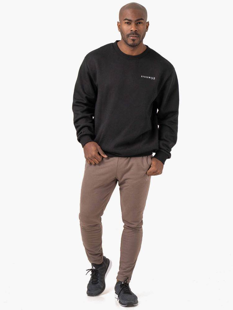 Black Ryderwear Men Sweaters Pursuit Pullover Men's Sweaters | AU1327RW