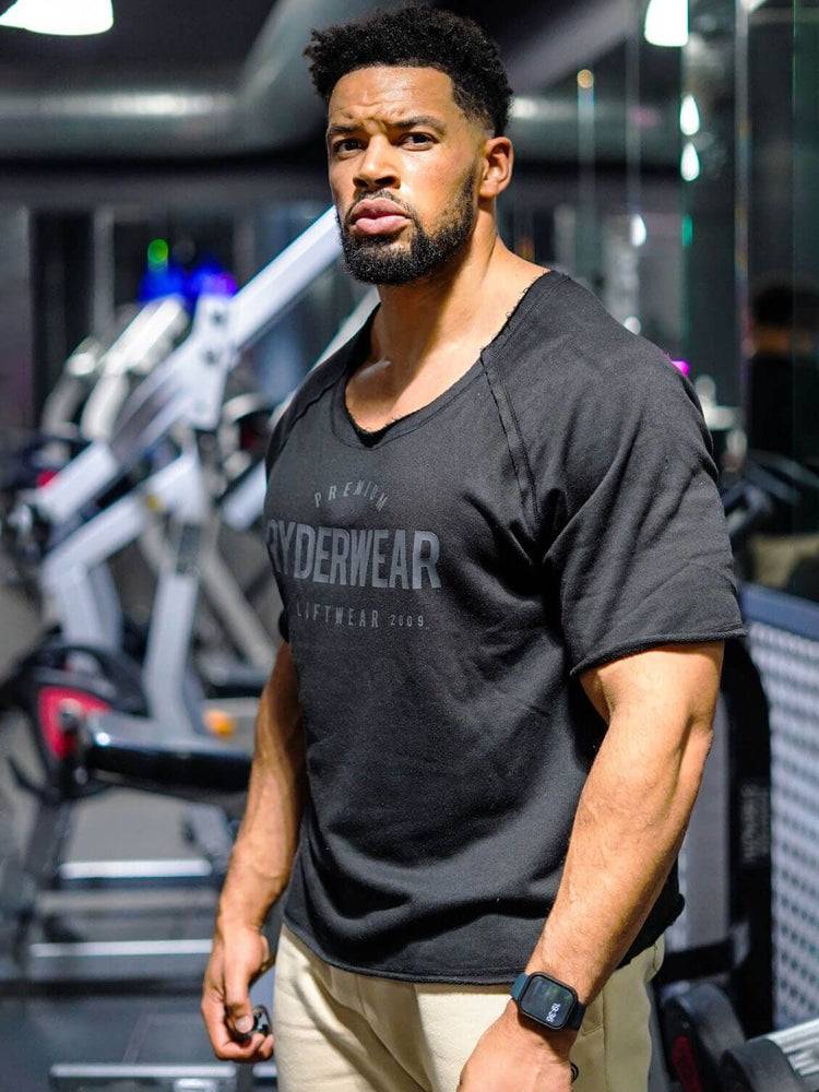 Black Ryderwear Men T Shirts Advance Fleece Rag Top Men's T Shirts | AU1194QZ