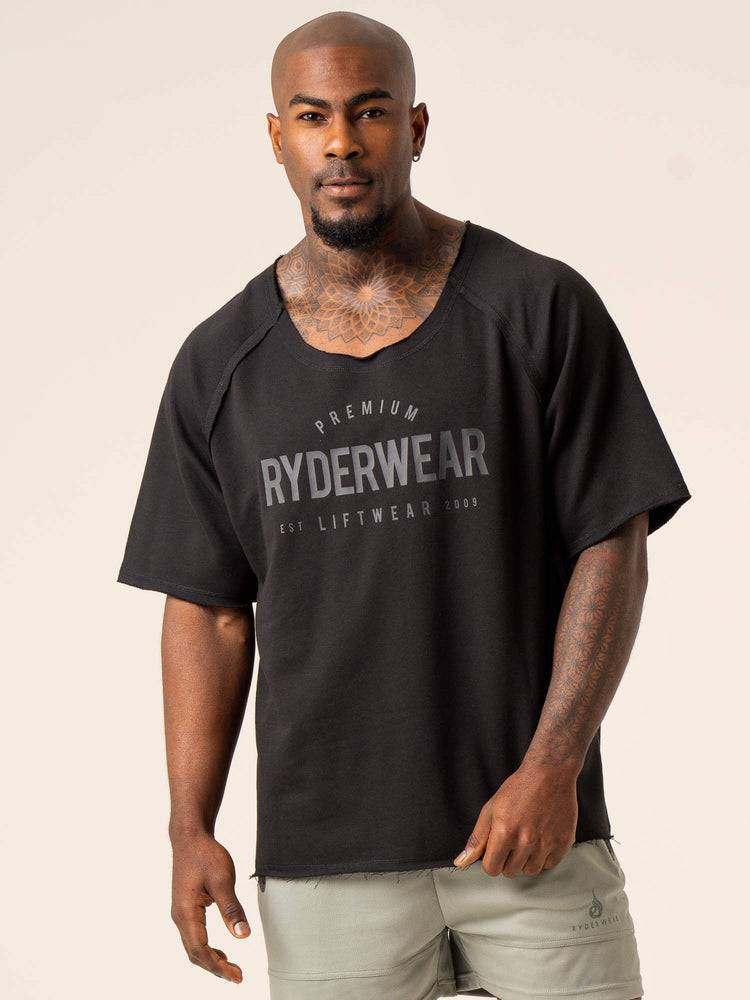 Black Ryderwear Men T Shirts Advance Fleece Rag Top Men's T Shirts | AU1194QZ