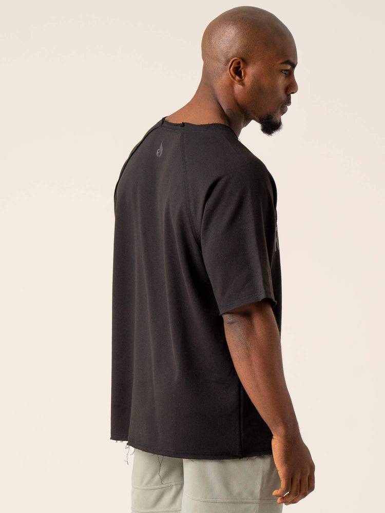 Black Ryderwear Men T Shirts Advance Fleece Rag Top Men's T Shirts | AU1194QZ