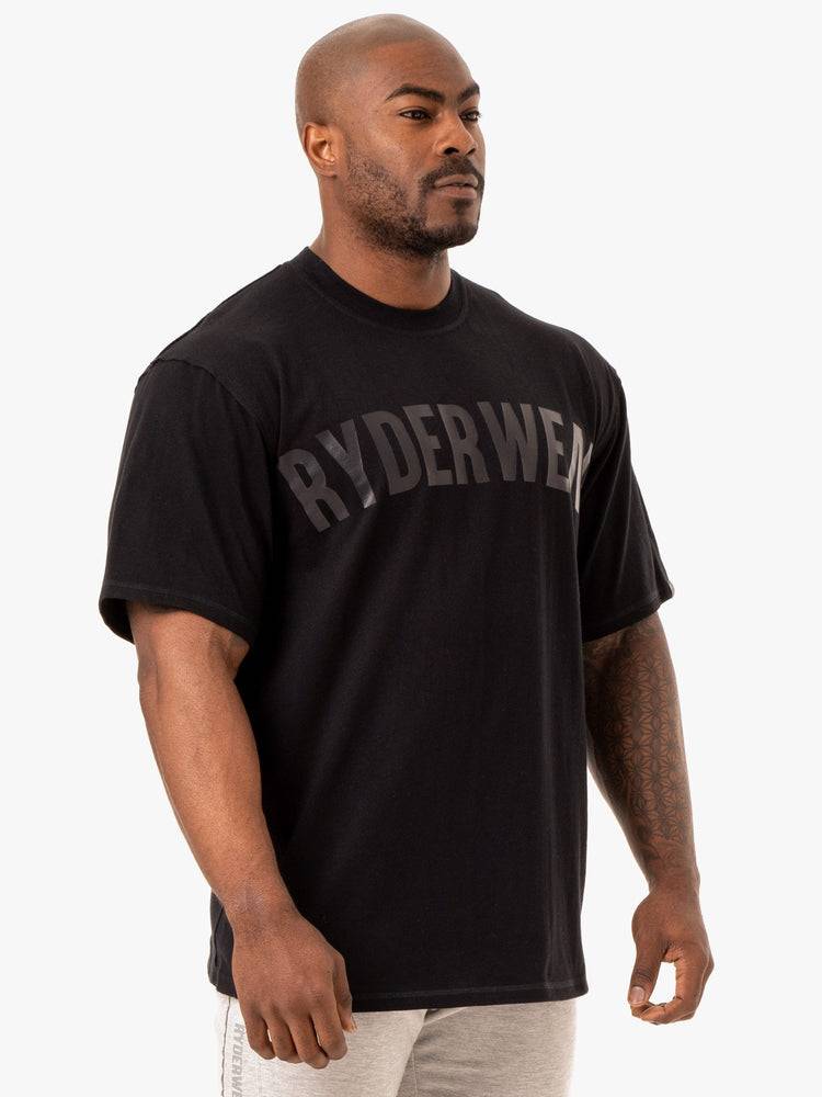 Black Ryderwear Men T Shirts Force Oversized Men's T Shirts | AU1227IS