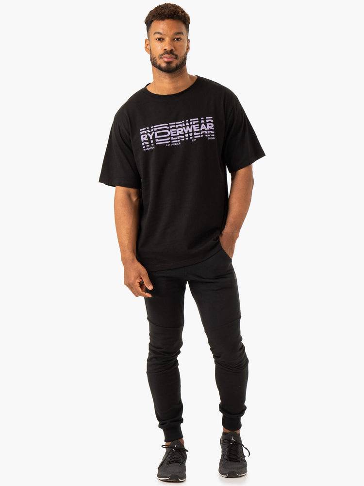 Black Ryderwear Men T Shirts Graphic Oversized Unisex Men's T Shirts | AU1239ZG