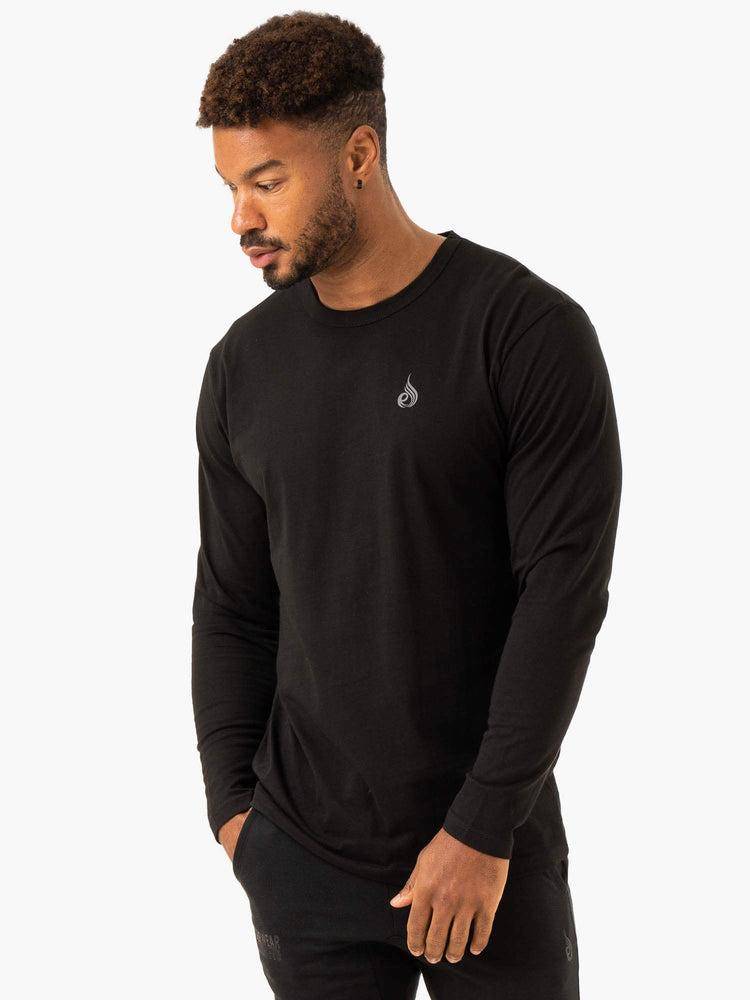 Black Ryderwear Men T Shirts Lift Long Sleeve Men's T Shirts | AU1253IS