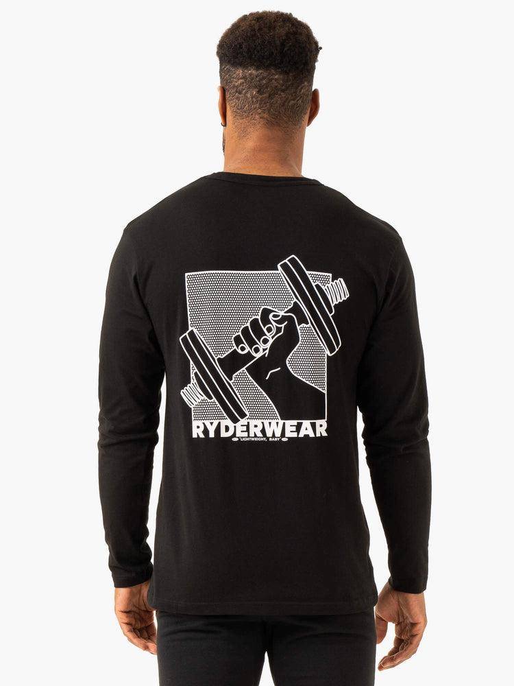 Black Ryderwear Men T Shirts Lift Long Sleeve Men's T Shirts | AU1253IS