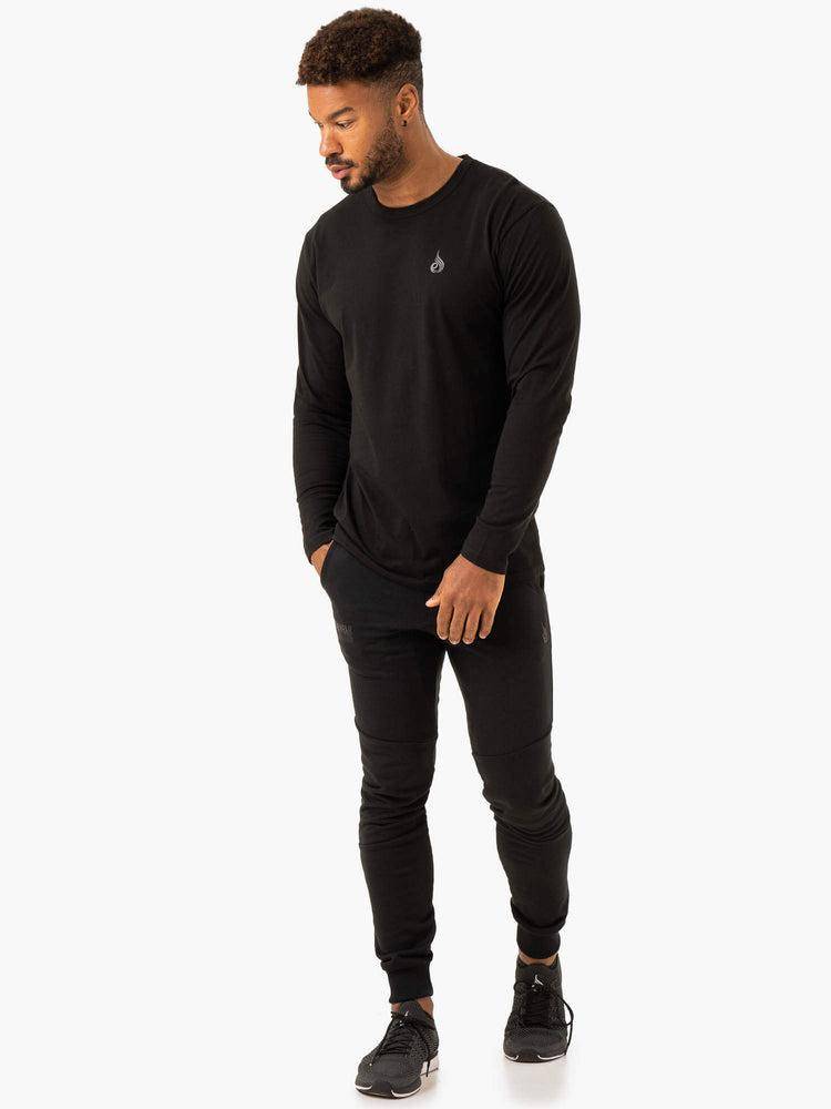 Black Ryderwear Men T Shirts Lift Long Sleeve Men's T Shirts | AU1253IS