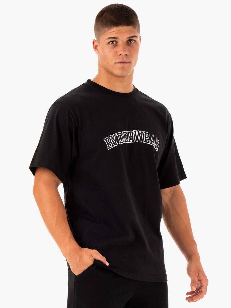 Black Ryderwear Men T Shirts Oversized Men's T Shirts | AU1272QZ