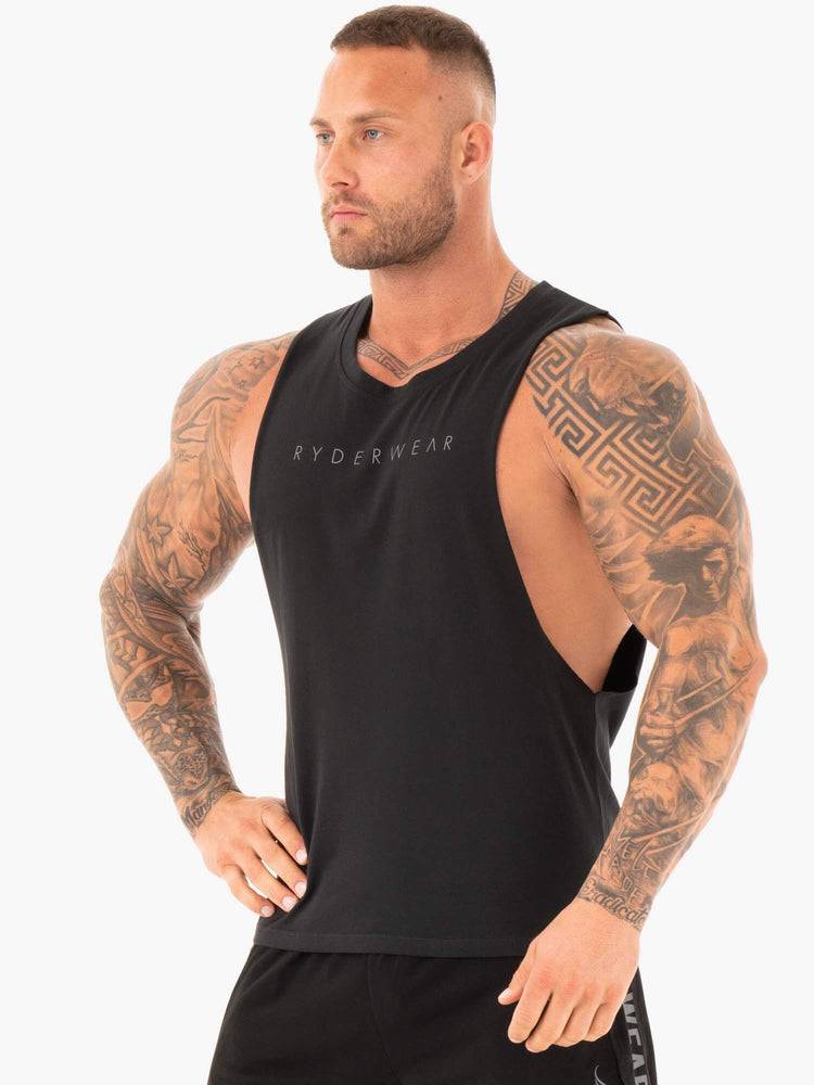 Black Ryderwear Men Tanks Active Cotton Baller Tank Men's Tanks | AU1060VD