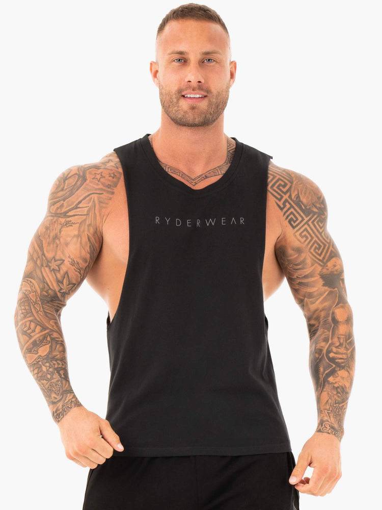 Black Ryderwear Men Tanks Active Cotton Baller Tank Men\'s Tanks | AU1060VD