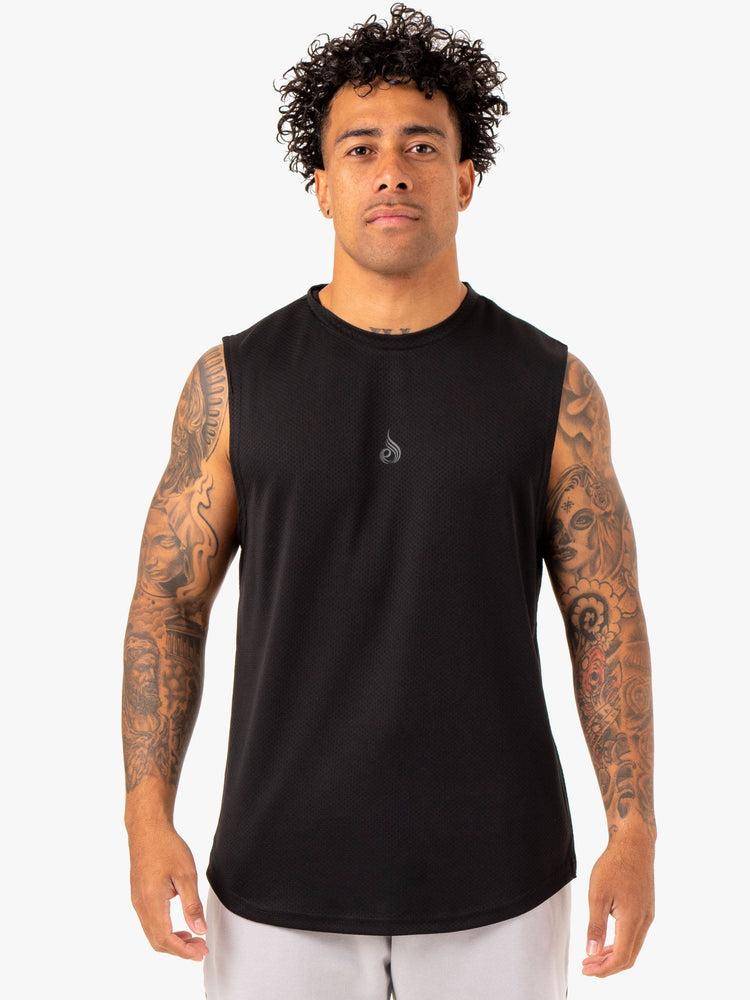 Black Ryderwear Men Tanks Enhance Muscle Tank Men\'s Tanks | AU1089MA