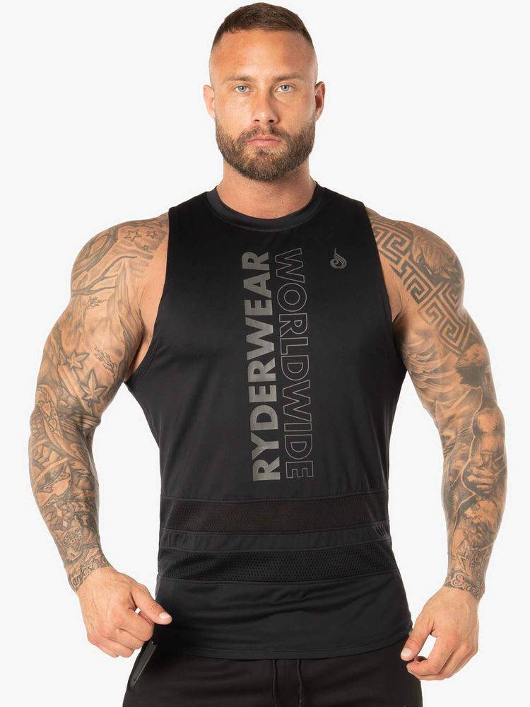 Black Ryderwear Men Tanks Evo Mesh Baller Tank Men\'s Tanks | AU1094TV