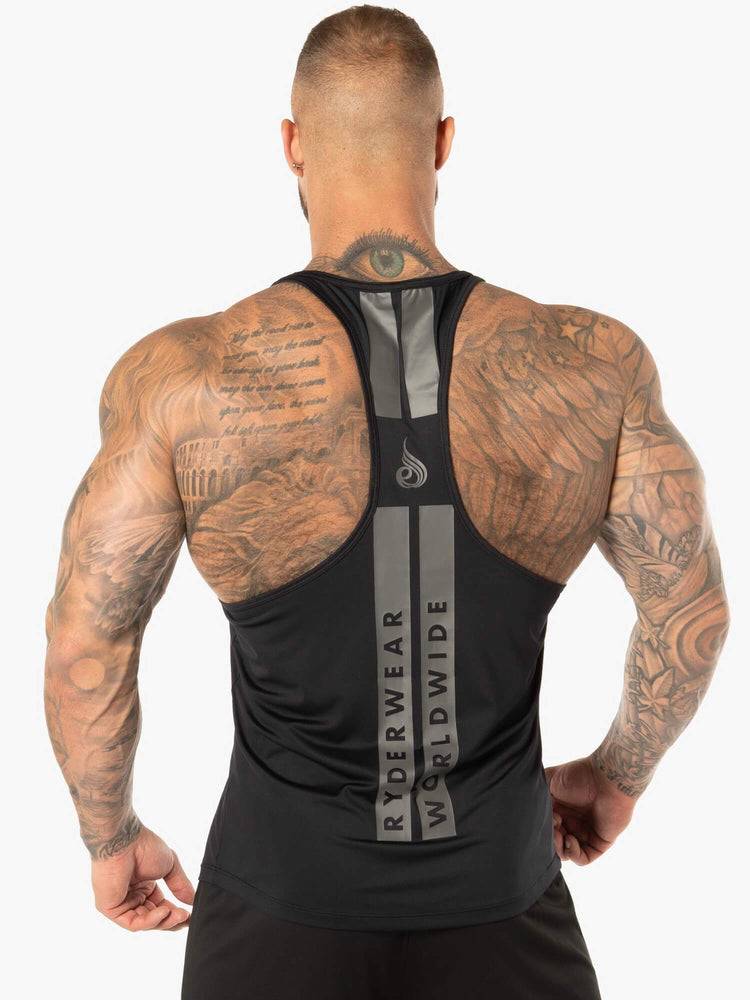 Black Ryderwear Men Tanks Evo T-Back Stringer Tank Men's Tanks | AU1097IS