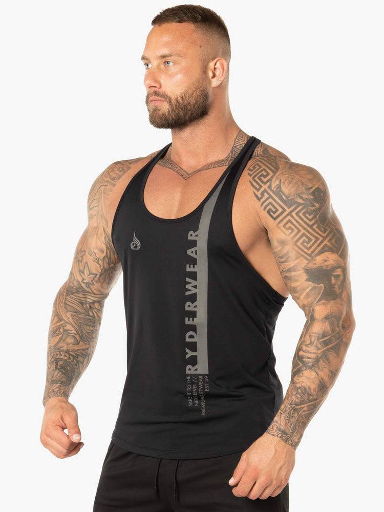 Black Ryderwear Men Tanks Evo T-Back Stringer Tank Men's Tanks | AU1097IS